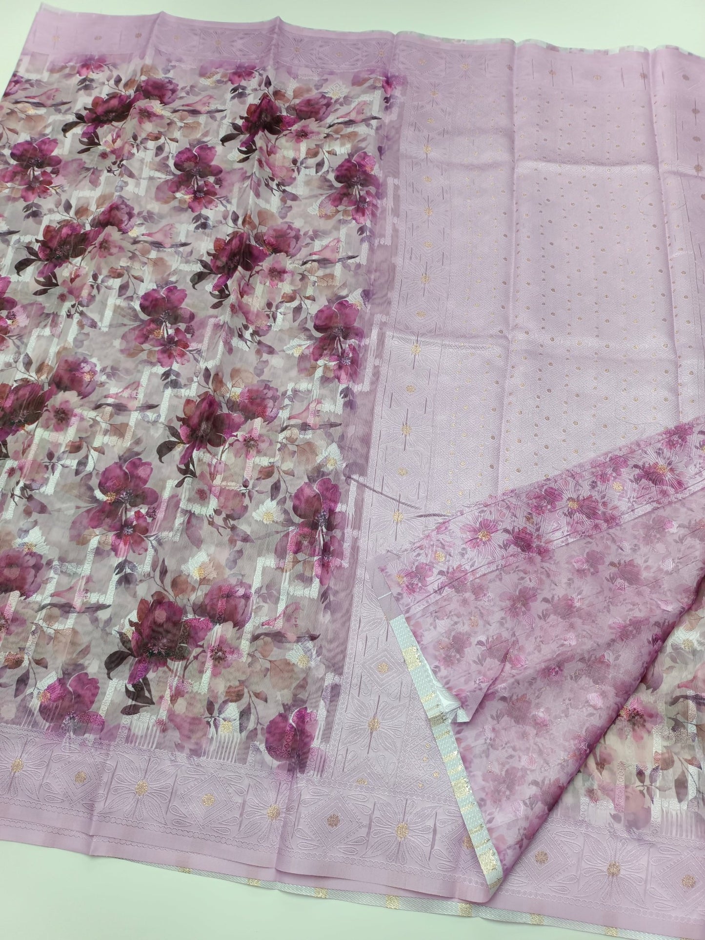 FANCY CHANDERI LINEN SAREE - B S CHANNABASAPPA & SONS