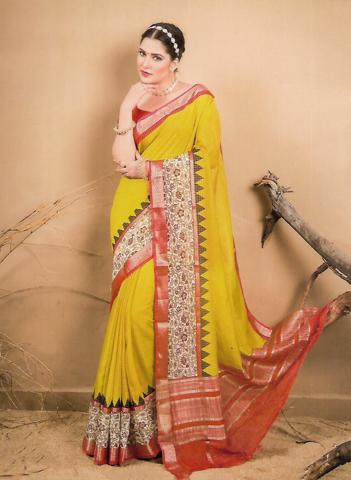 FANCY CHANDERI COTTON SAREE - B S CHANNABASAPPA & SONS
