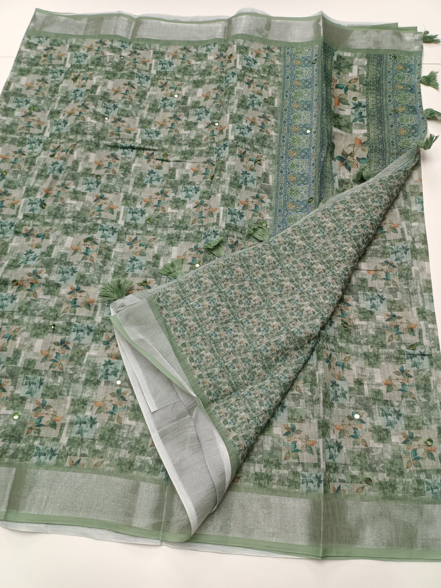 FANCY LINEN SAREE - B S CHANNABASAPPA & SONS