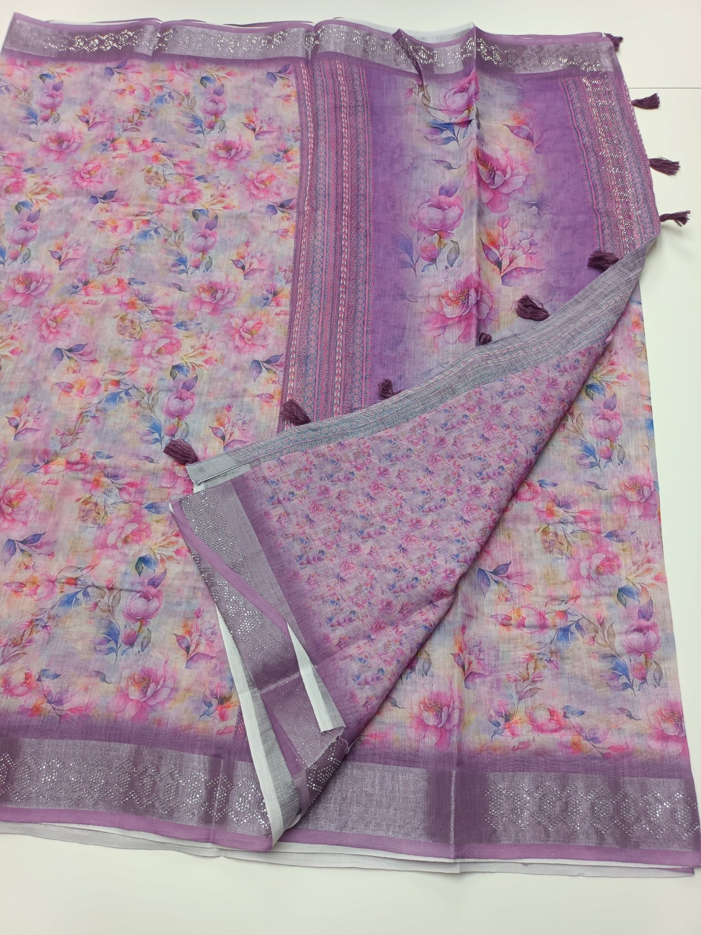 FANCY LINEN SAREE - B S CHANNABASAPPA & SONS