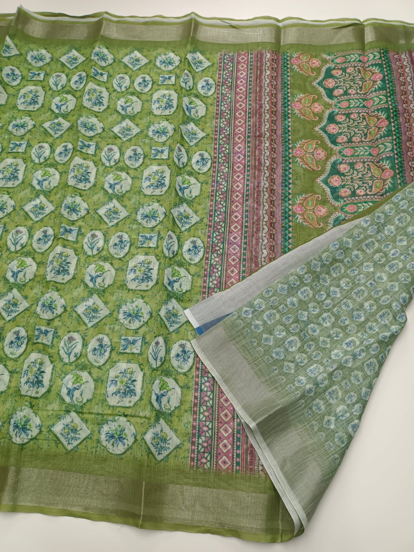 FANCY LINEN SAREE - B S CHANNABASAPPA & SONS