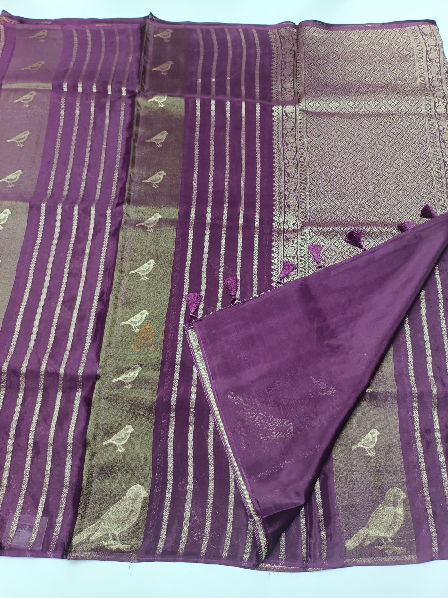 LILAC BLENDED CREPE SILK SAREE - B S CHANNABASAPPA & SONS