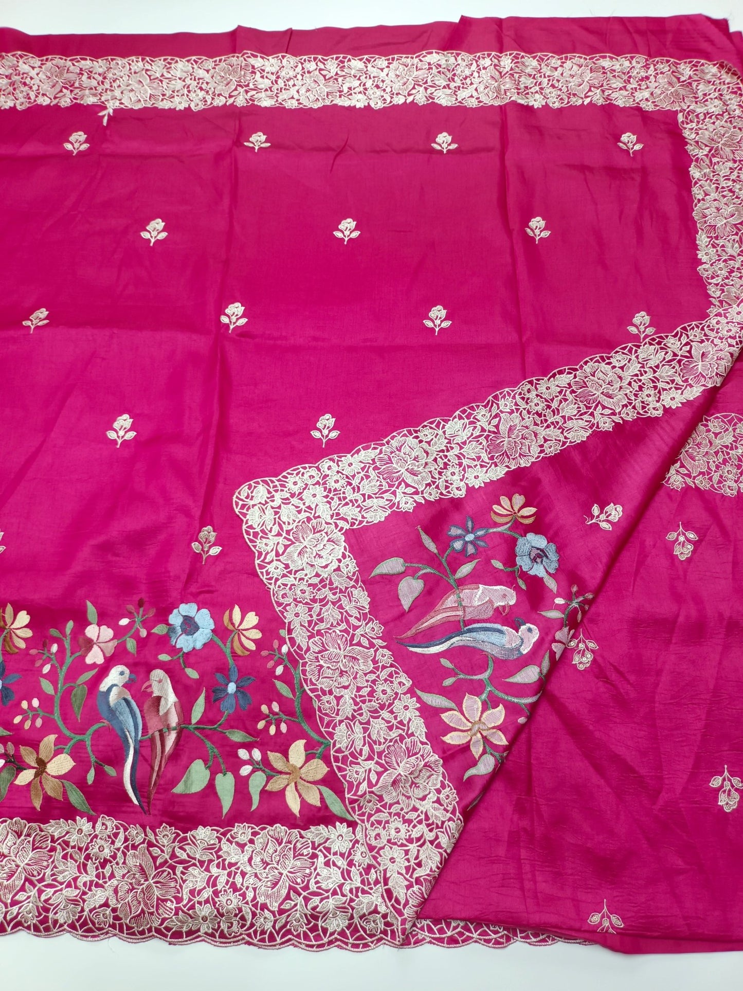 FANCY TUSSER EMBROIDERY SAREE - B S CHANNABASAPPA & SONS