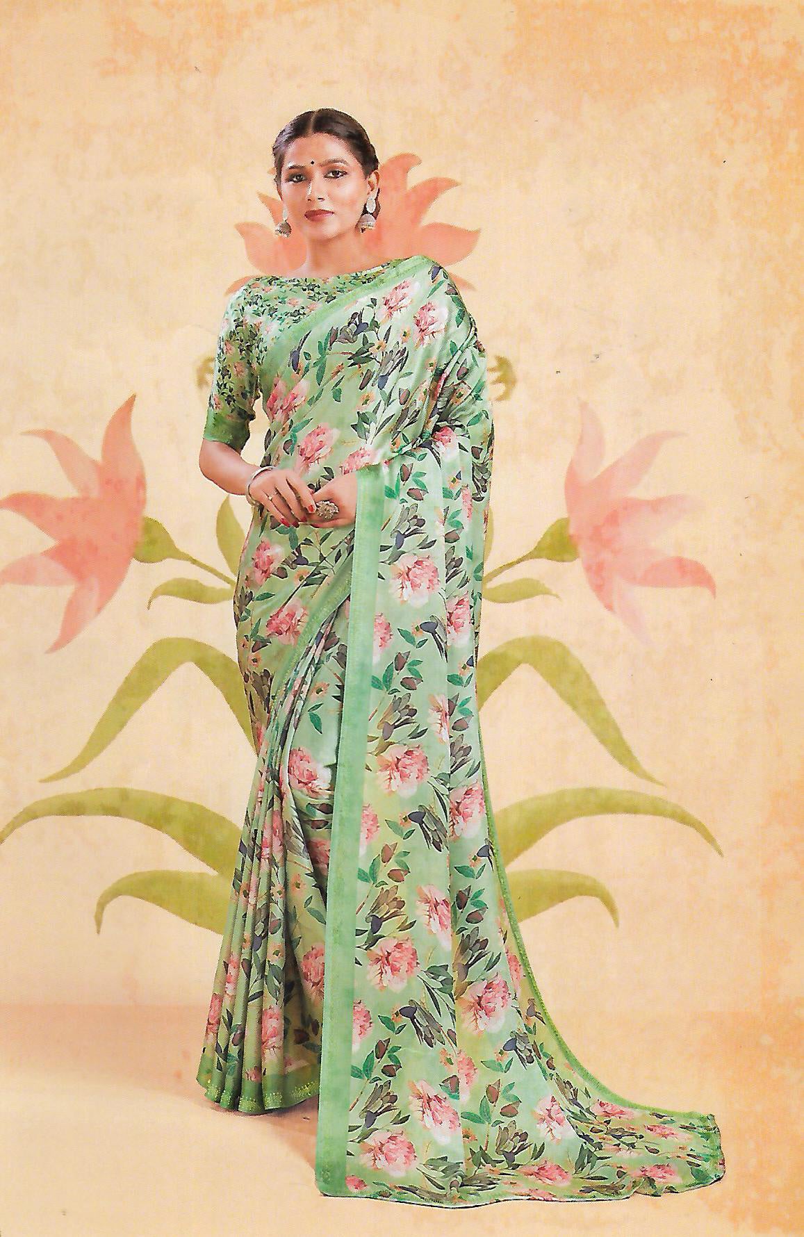 FANCY DIGITAL CREPE SAREE - B S CHANNABASAPPA & SONS