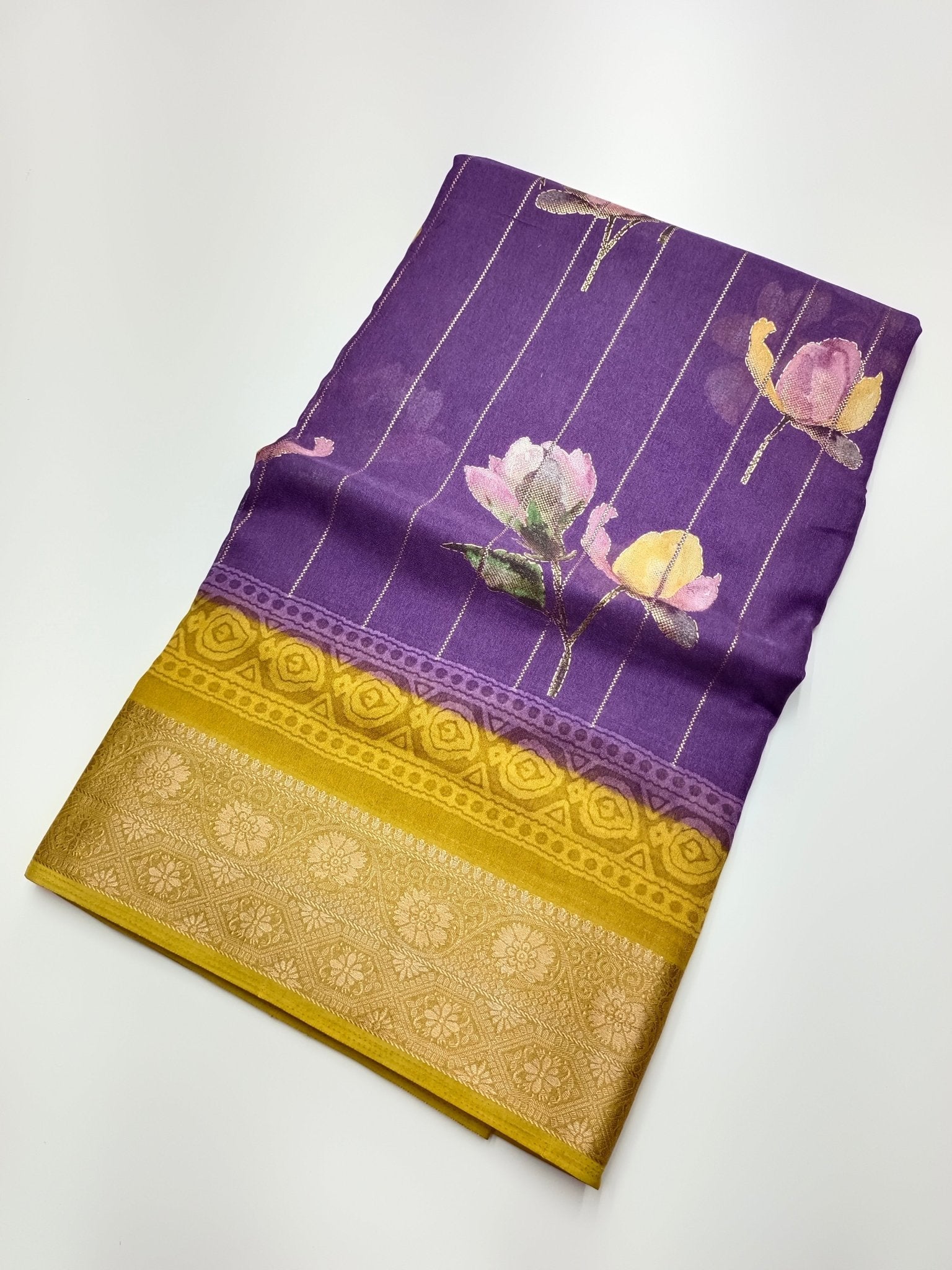 FANCY SYNTHETIC BASED CHINON SAREE - B S CHANNABASAPPA & SONS