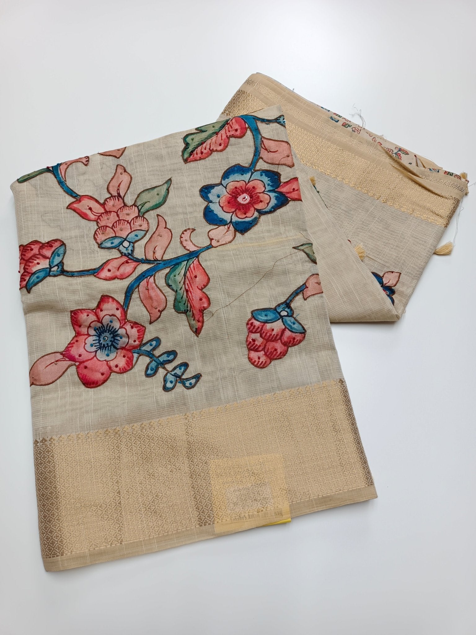 FANCY TISSUE LINIEN SAREE - B S CHANNABASAPPA & SONS