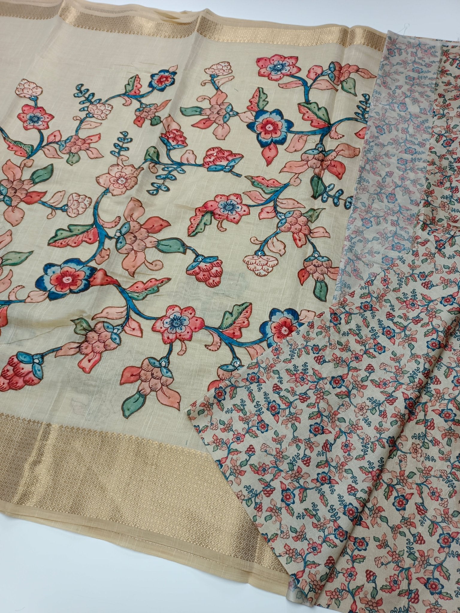 FANCY TISSUE LINIEN SAREE - B S CHANNABASAPPA & SONS