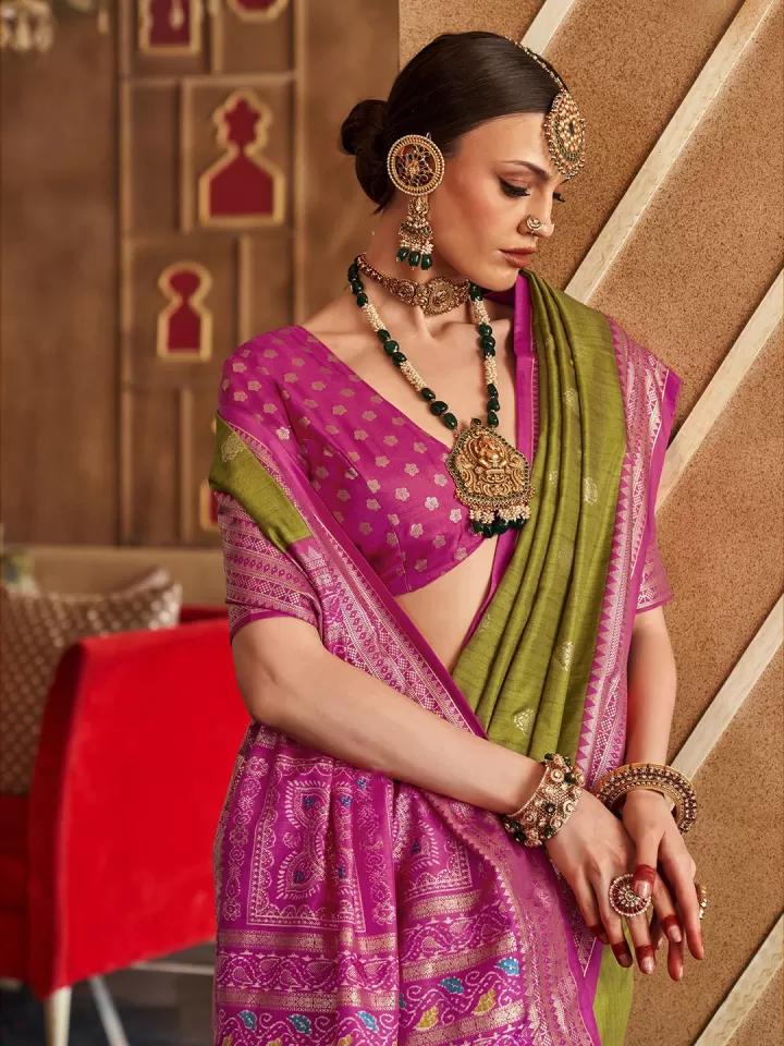 FANCY SILK BLEND PATOLA SAREE - B S CHANNABASAPPA & SONS