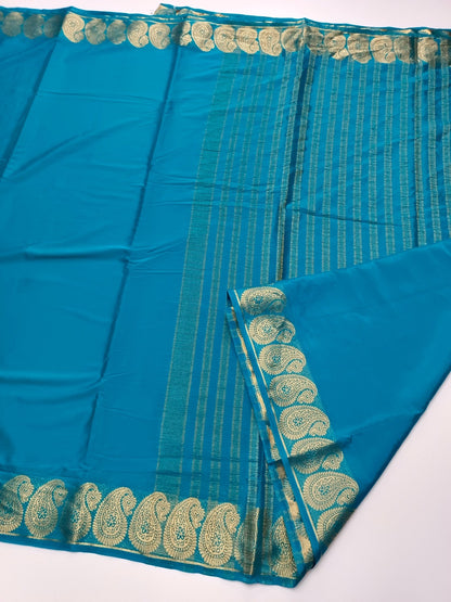 FANCY SEMI CREPE SILK SAREE - B S CHANNABASAPPA & SONS