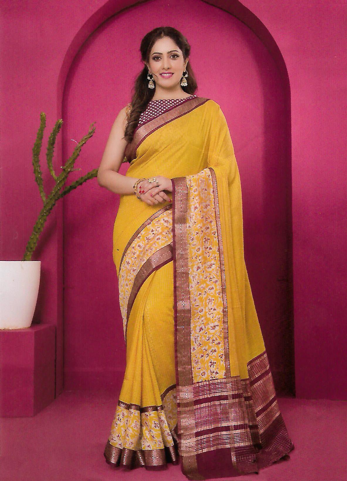 FANCY CHANDERI COTTON SAREE - B S CHANNABASAPPA & SONS