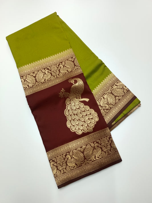 CREPE SILK HALF AND  HALF STYLE SAREE