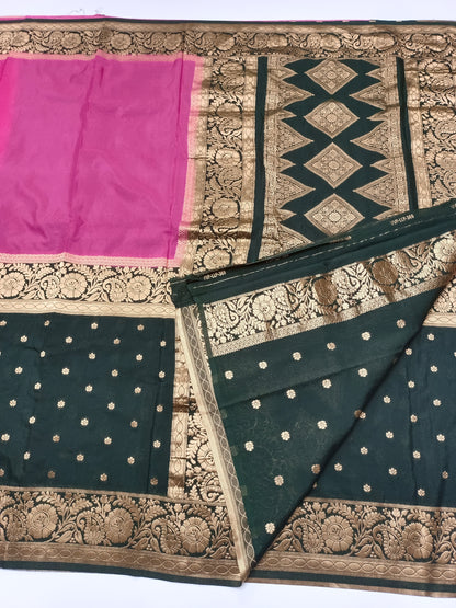 CREPE SILK HALF AND  HALF STYLE SAREE