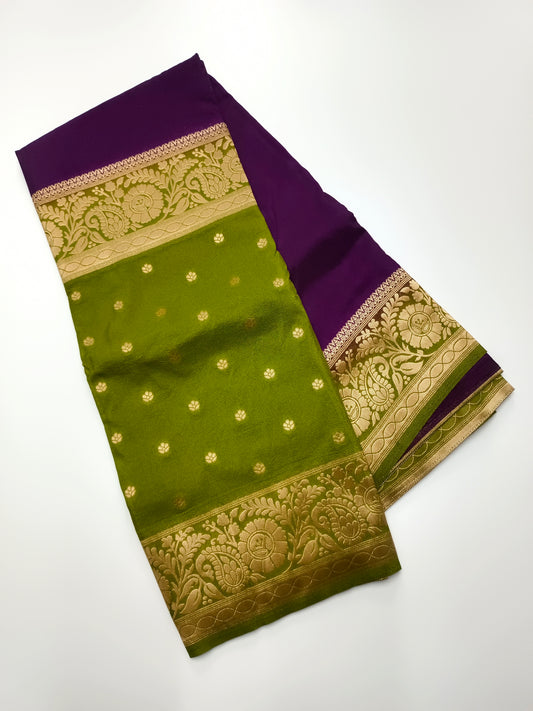 CREPE SILK HALF AND  HALF STYLE SAREE