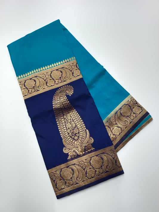 CREPE SILK HALF AND  HALF STYLE SAREE
