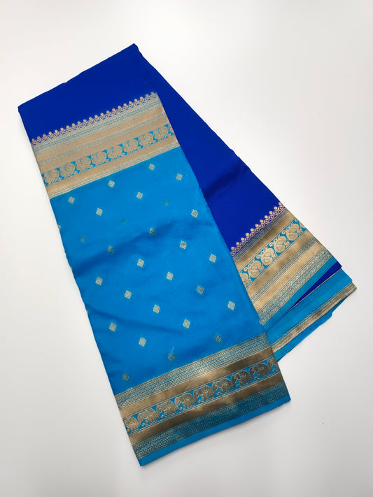 CREPE SILK HALF AND  HALF STYLE SAREE