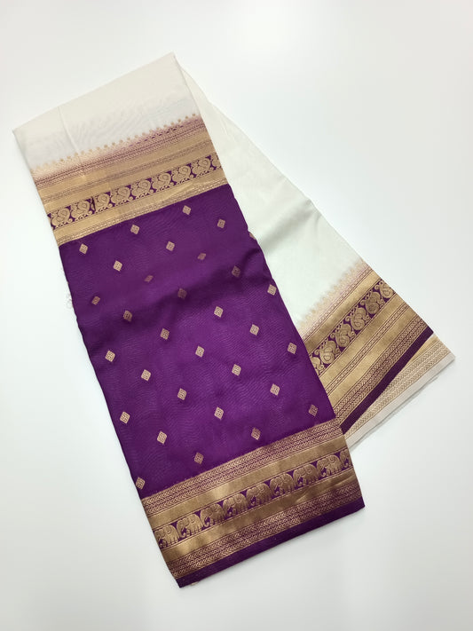 CREPE SILK HALF AND  HALF STYLE SAREE