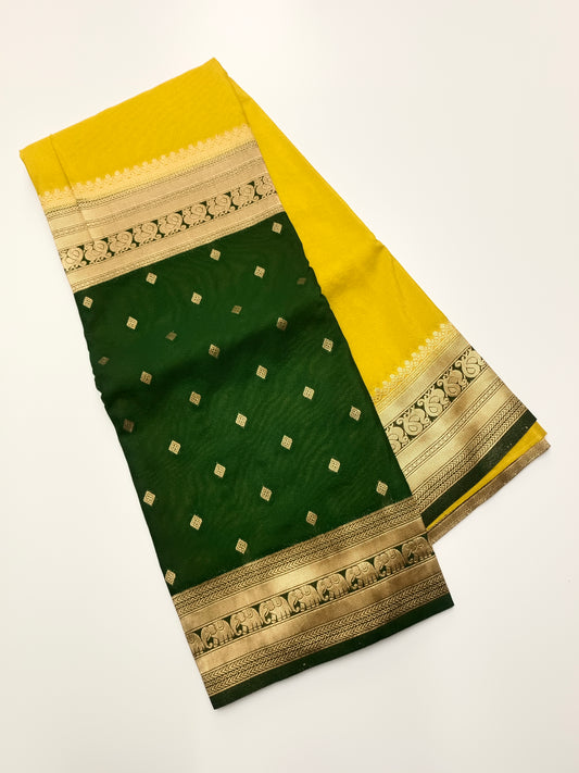 CREPE SILK HALF AND  HALF STYLE SAREE