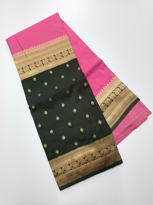 CREPE SILK HALF AND  HALF STYLE SAREE