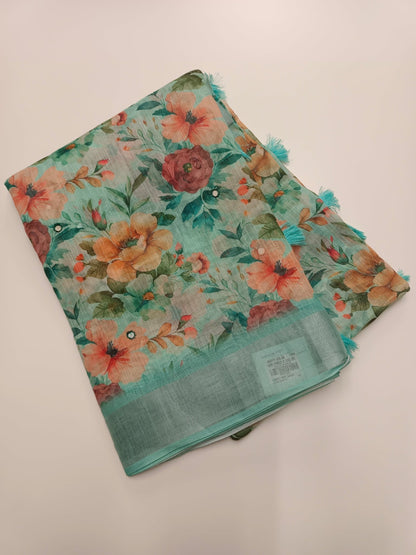 FANCY LINEN SAREE - B S CHANNABASAPPA & SONS