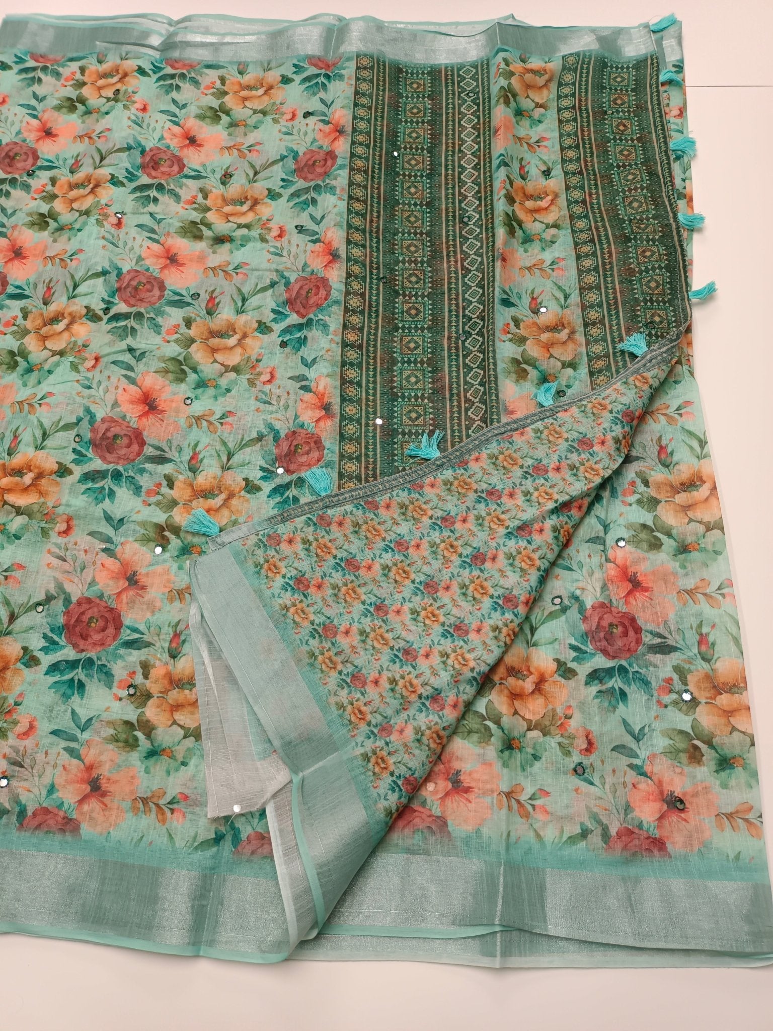 FANCY LINEN SAREE - B S CHANNABASAPPA & SONS