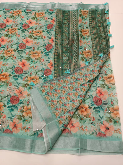 FANCY LINEN SAREE - B S CHANNABASAPPA & SONS