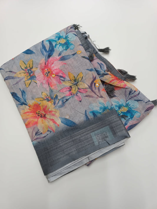 FANCY LINEN SAREE - B S CHANNABASAPPA & SONS