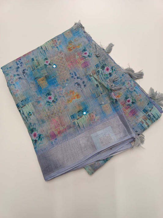 FANCY LINEN SAREE - B S CHANNABASAPPA & SONS