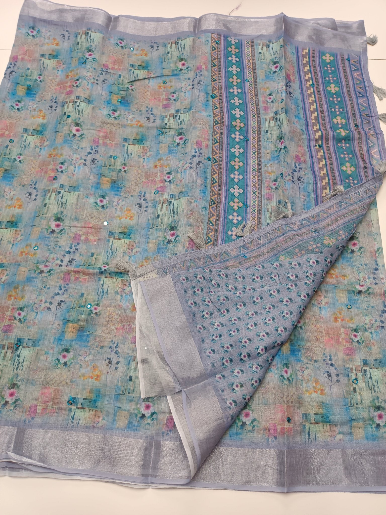 FANCY LINEN SAREE - B S CHANNABASAPPA & SONS