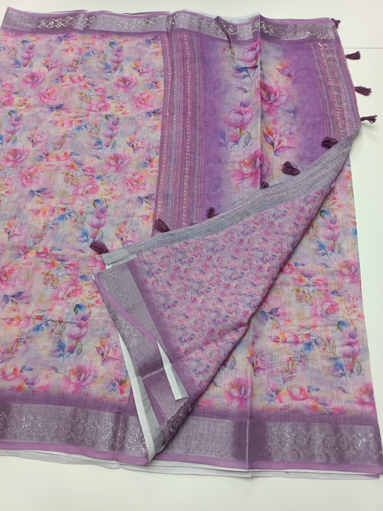 FANCY LINEN SAREE - B S CHANNABASAPPA & SONS