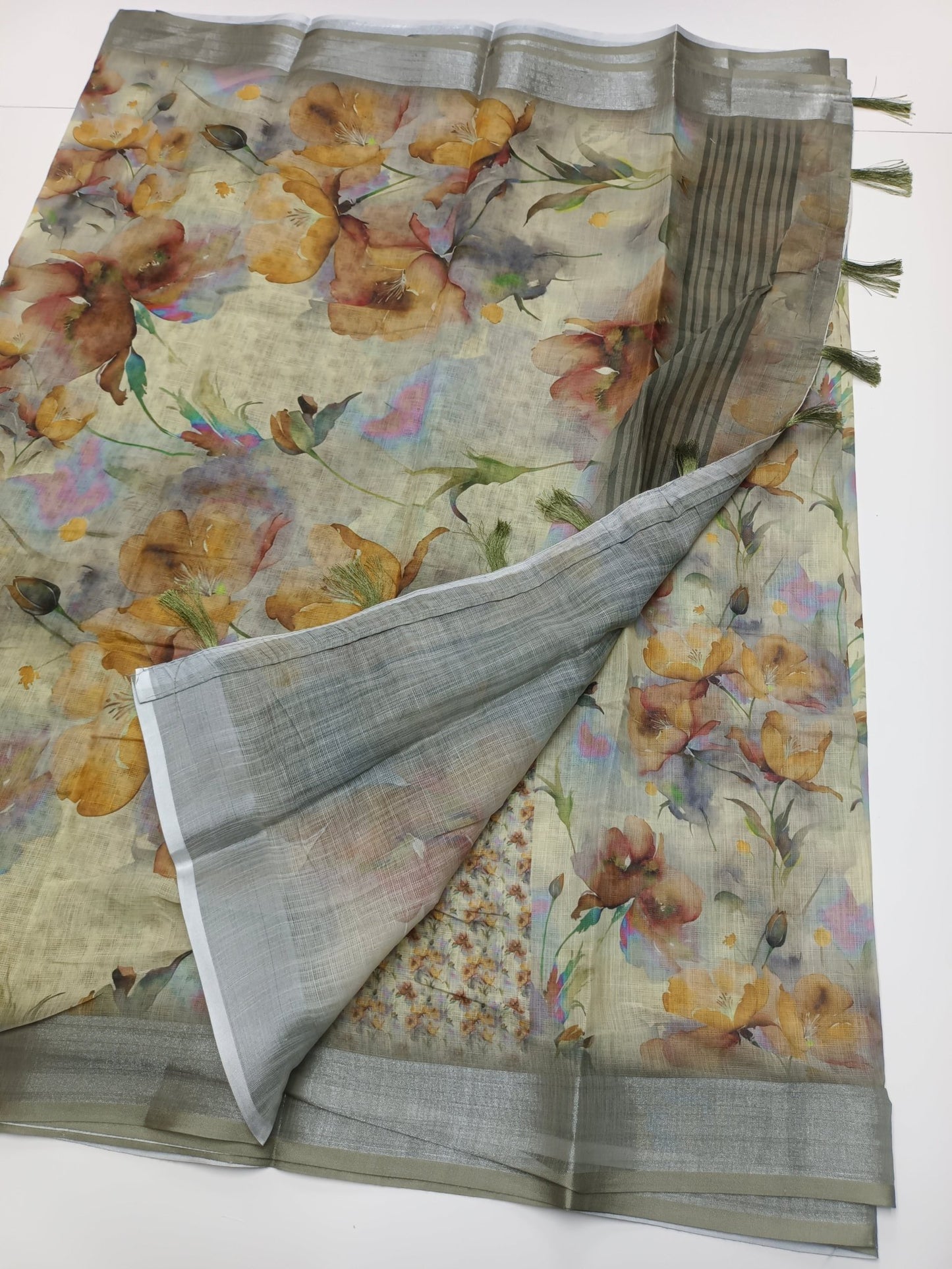 FANCY LINEN SAREE - B S CHANNABASAPPA & SONS