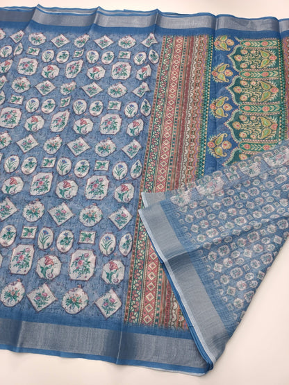 FANCY LINEN SAREE - B S CHANNABASAPPA & SONS