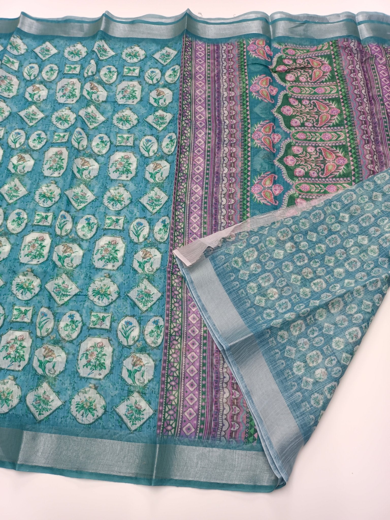 FANCY LINEN SAREE - B S CHANNABASAPPA & SONS