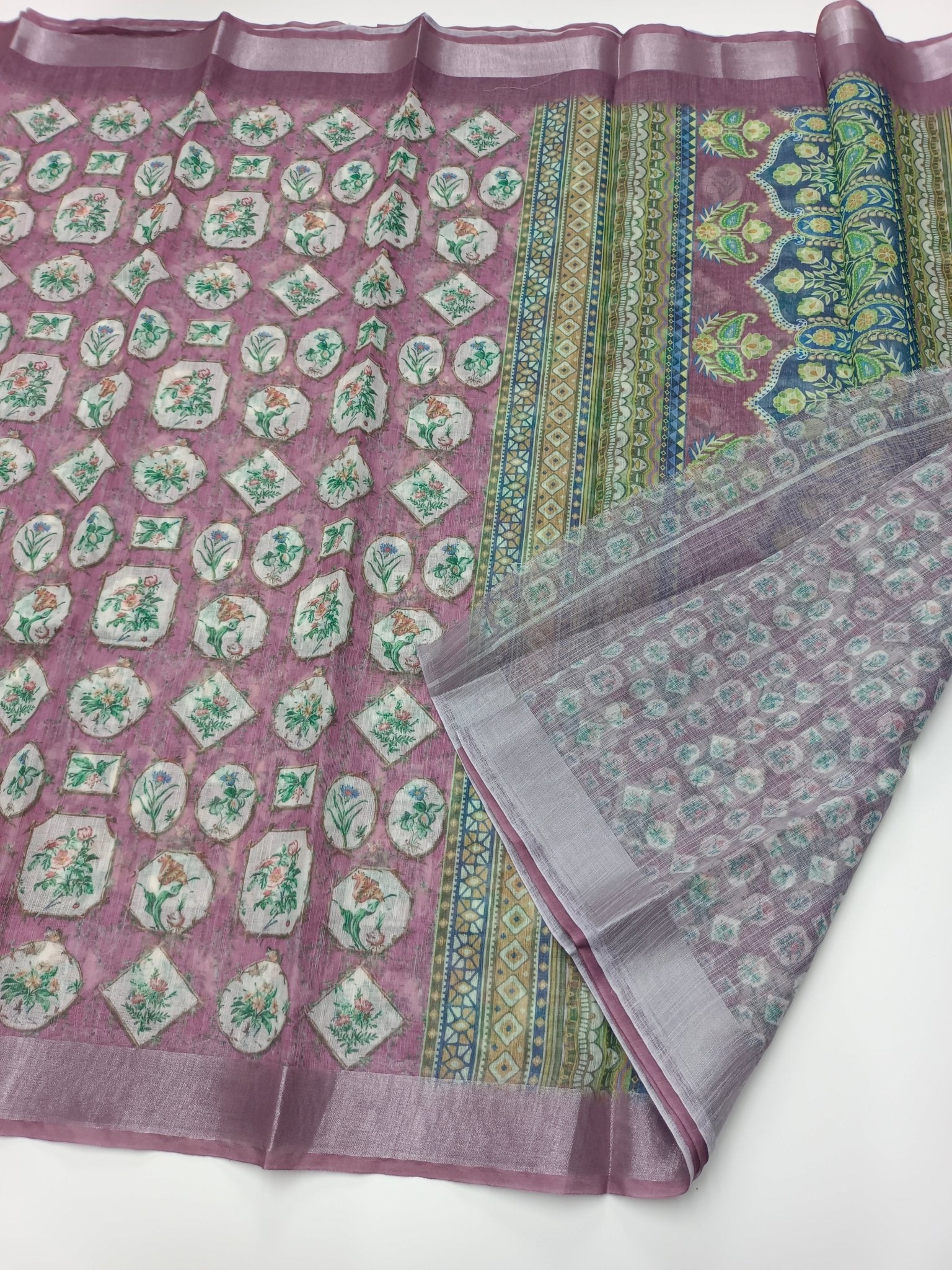 FANCY LINEN SAREE - B S CHANNABASAPPA & SONS