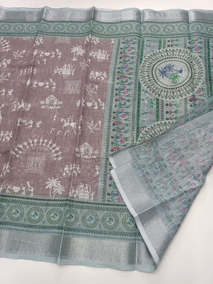 FANCY LINEN SAREE - B S CHANNABASAPPA & SONS