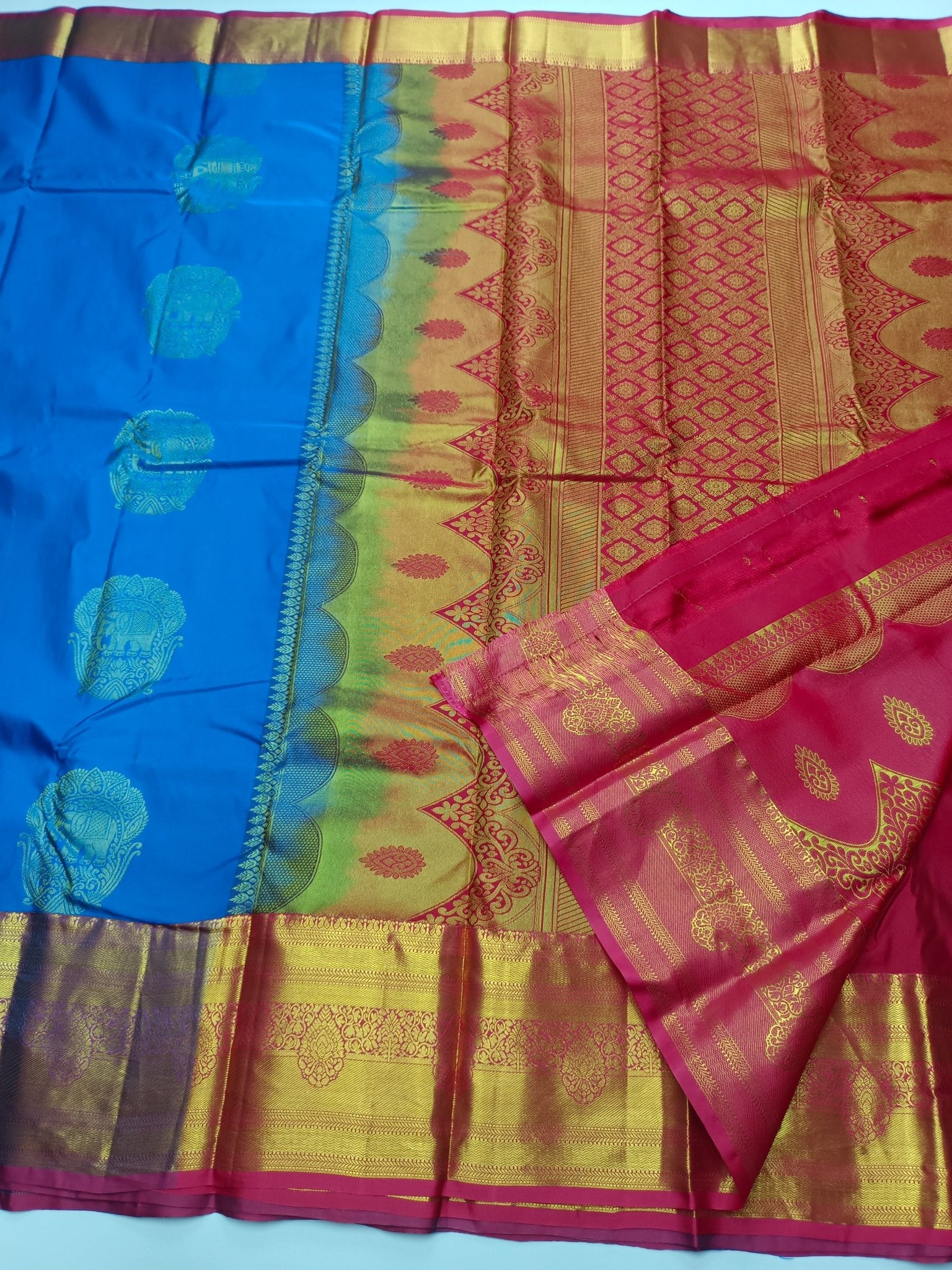 KANCHIPURAM SEMI SILK SAREE - B S CHANNABASAPPA & SONS