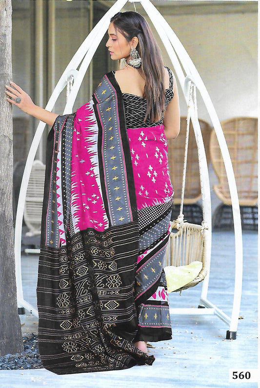 FANCY PRINTED COTTON SAREE - B S CHANNABASAPPA & SONS