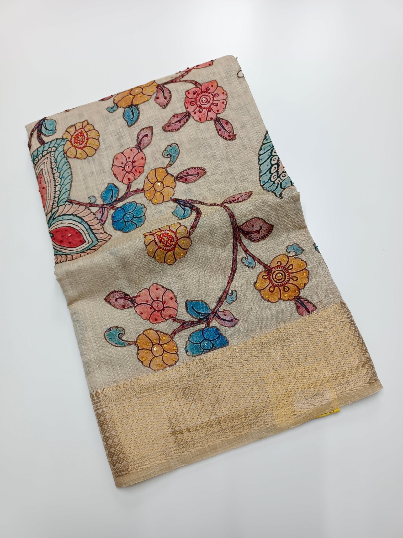 FANCY LINEN TISSUE SAREE - B S CHANNABASAPPA & SONS