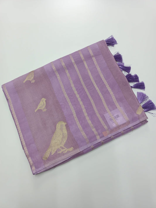 LILAC BLENDED CREPE SILK SAREE - B S CHANNABASAPPA & SONS