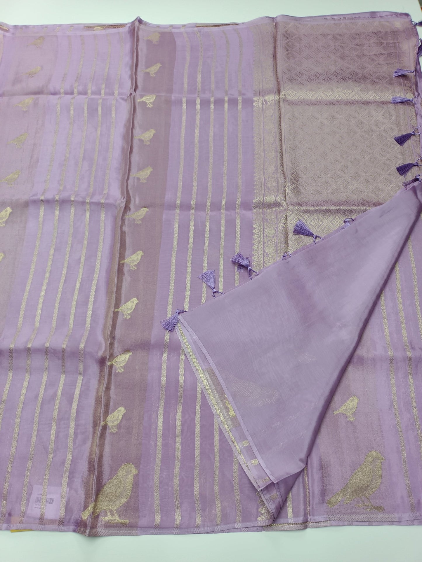 LILAC BLENDED CREPE SILK SAREE - B S CHANNABASAPPA & SONS
