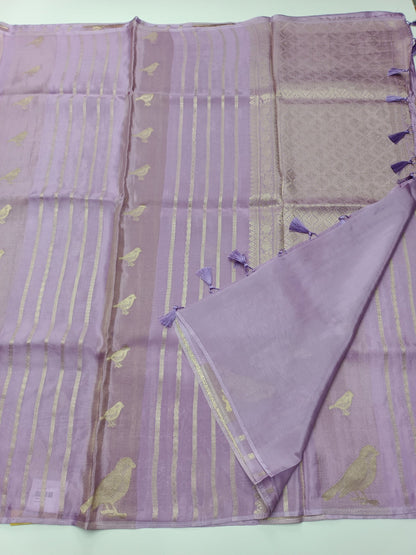 LILAC BLENDED CREPE SILK SAREE - B S CHANNABASAPPA & SONS