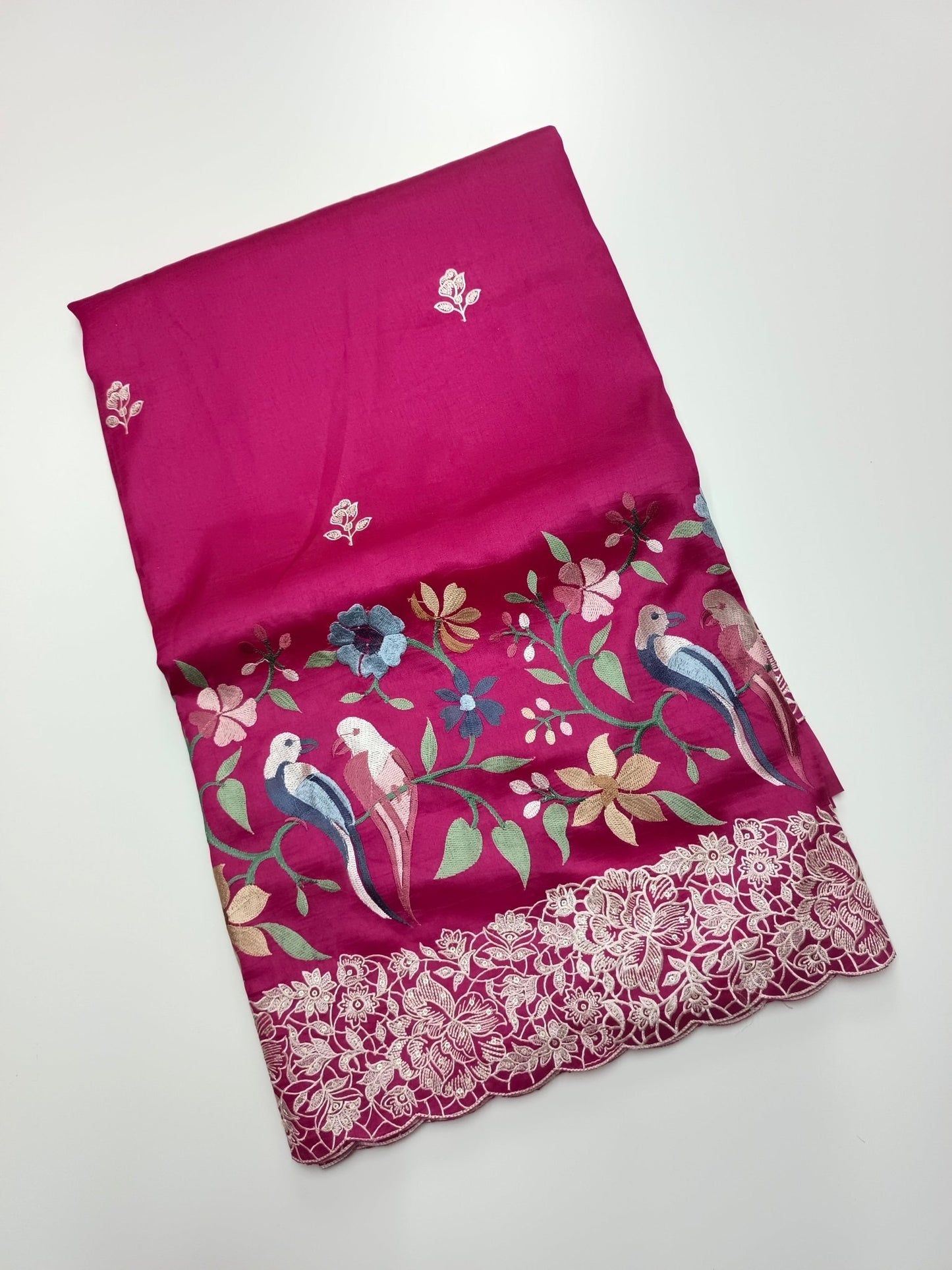 FANCY TUSSER EMBROIDERY SAREE - B S CHANNABASAPPA & SONS