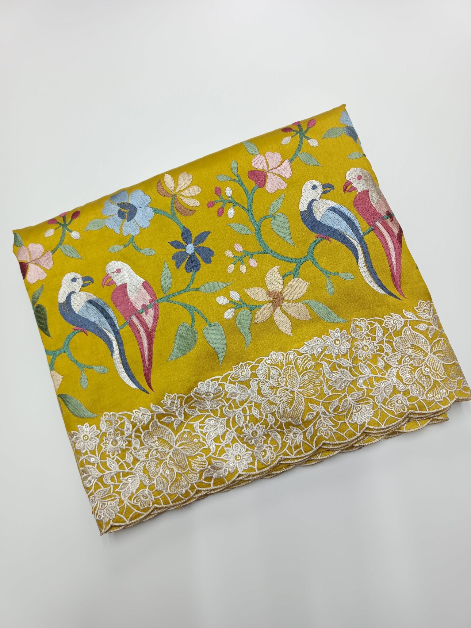 FANCY TUSSER EMBROIDERY SAREE - B S CHANNABASAPPA & SONS