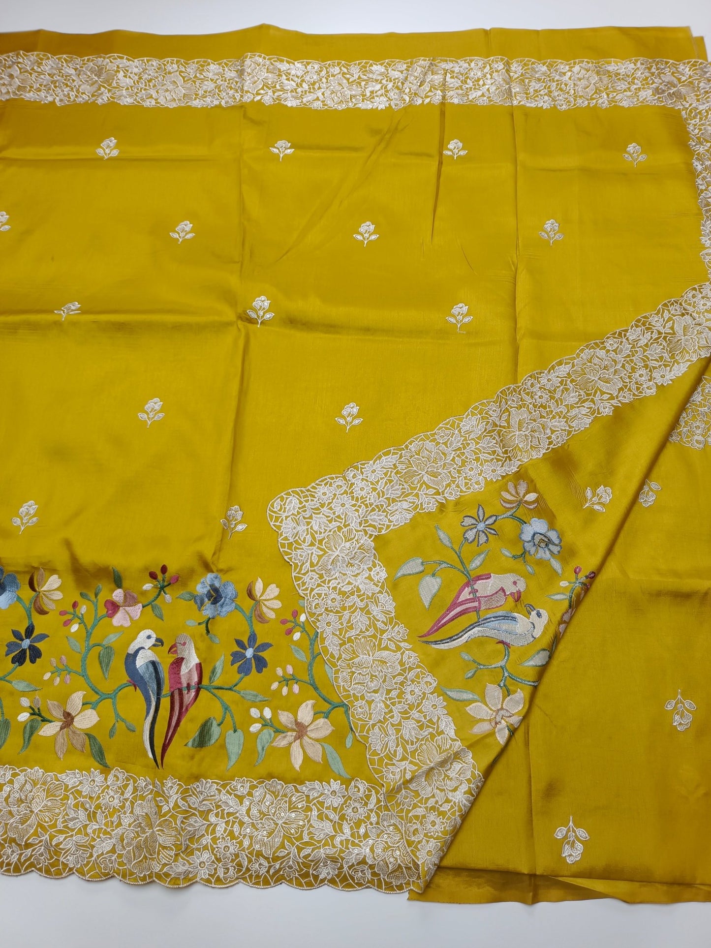 FANCY TUSSER EMBROIDERY SAREE - B S CHANNABASAPPA & SONS