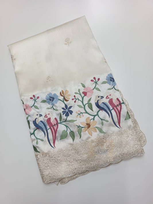 FANCY TUSSER EMBROIDERY SAREE - B S CHANNABASAPPA & SONS