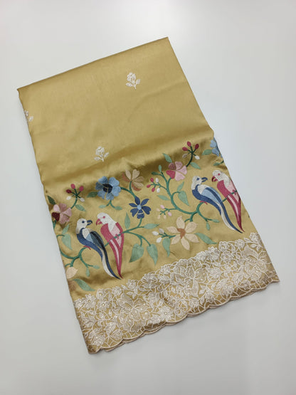 FANCY TUSSER EMBROIDERY SAREE - B S CHANNABASAPPA & SONS