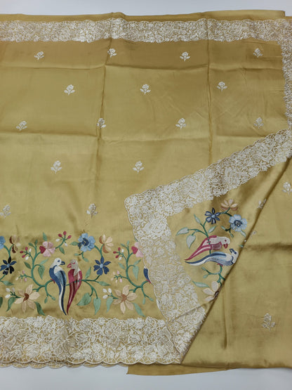 FANCY TUSSER EMBROIDERY SAREE - B S CHANNABASAPPA & SONS