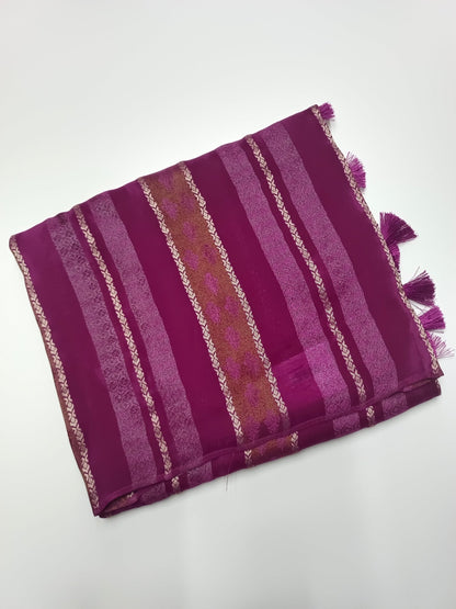 LILAC BLENDED CREPE SILK SAREE - B S CHANNABASAPPA & SONS