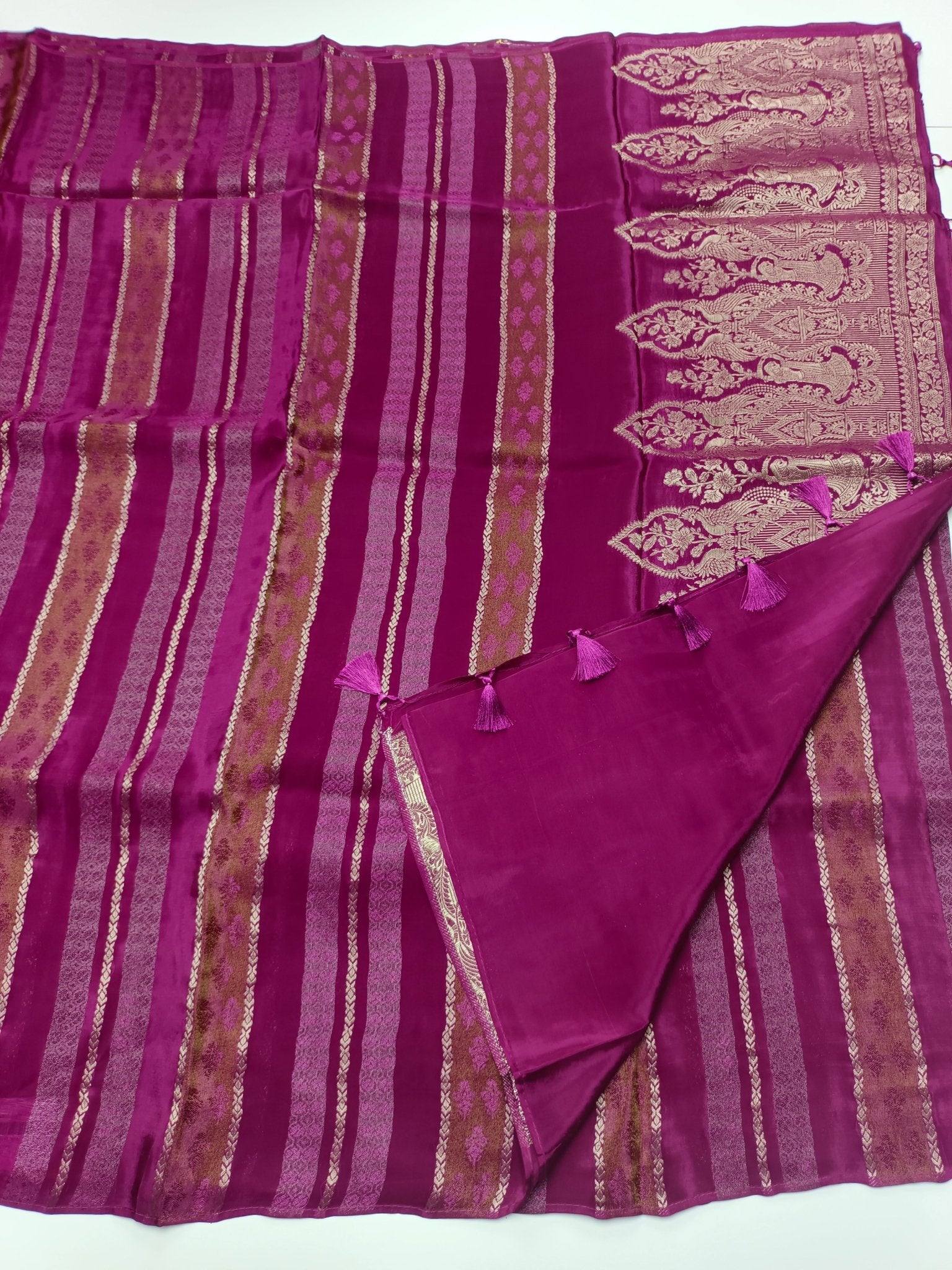 LILAC BLENDED CREPE SILK SAREE - B S CHANNABASAPPA & SONS
