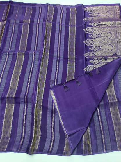 LILAC BLENDED CREPE SILK SAREE - B S CHANNABASAPPA & SONS