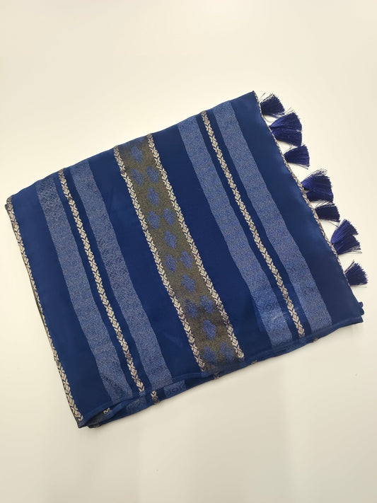 LILAC BLENDED CREPE SILK SAREE - B S CHANNABASAPPA & SONS